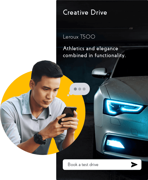 Image of a customer booking a test drive with their mobile device