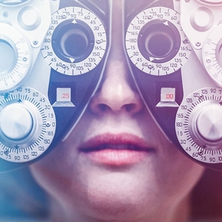 660465344 A woman's eyes being tested using a Photopter. Could also depict an ophthalmologist.